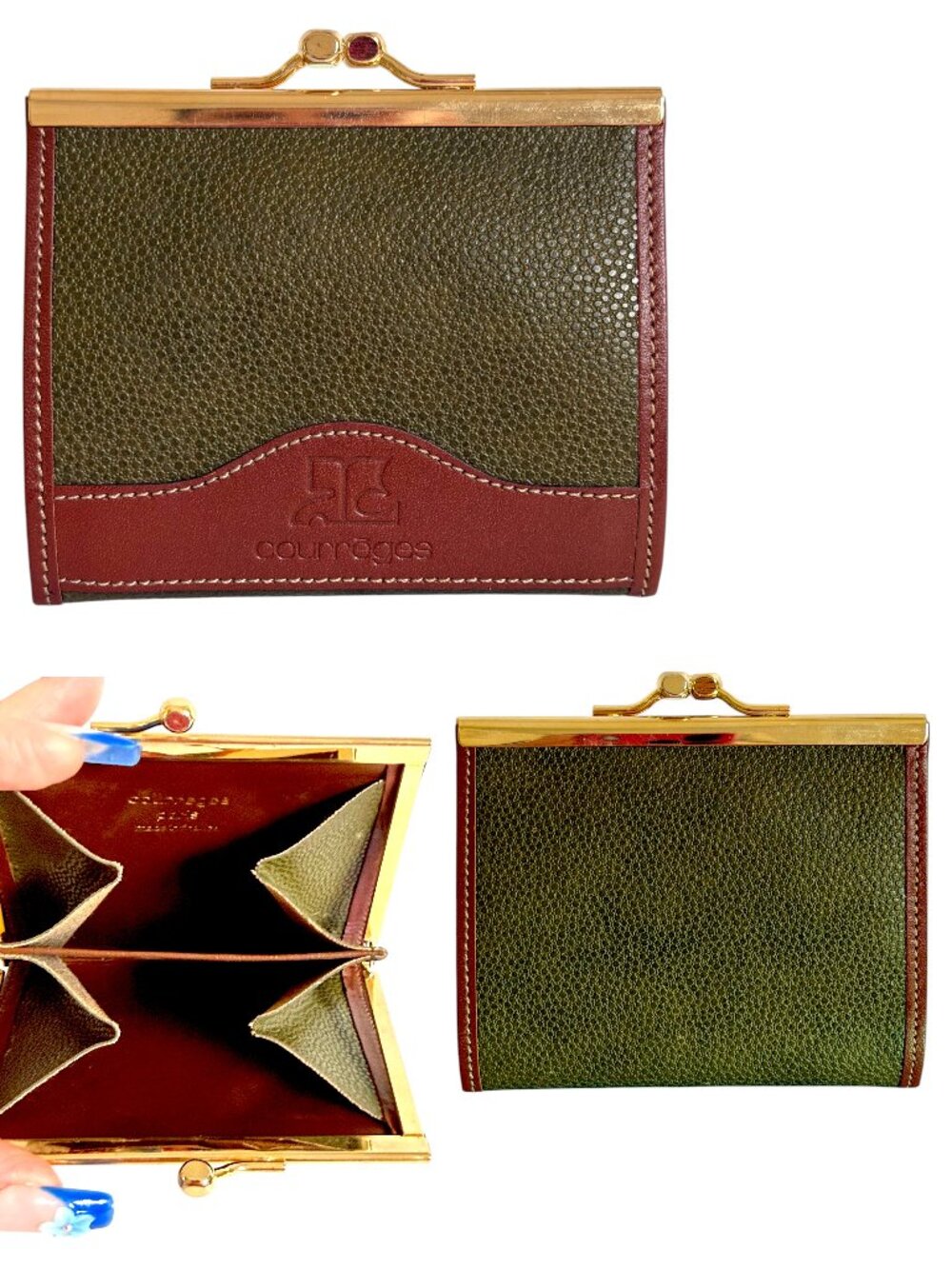 RARE Courrèges Vintage Lizard Embossed Frame Coin Purse made in France